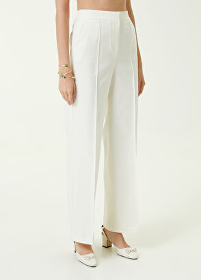 Beymen Club Kırık Beyaz Yüksek Bel Nervürlü Pantolon - 3