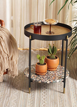 Sürton Kasnak Tablalı Terrazzo Yan Sehpa - 6