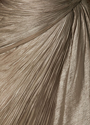 Jolie Kahverengi Maksi İpek Abiye Elbise - Görsel 7