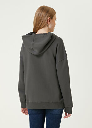 Beymen Club Antrasit Kapüşonlu Etnik Kuş Nakışlı Sweatshirt - 6