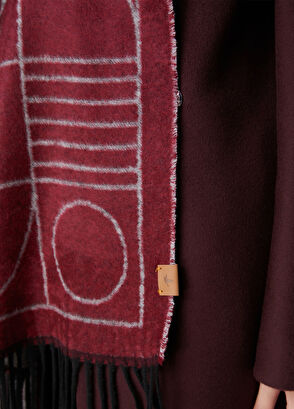 Beymen Club Burgundy Geometric Patterned Women's Scarf - 3