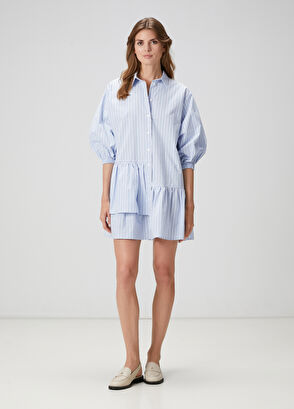 Beymen Club Mavi Çizgili Mini Elbise - 4