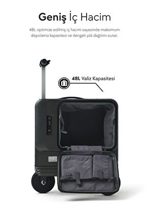 SE3T Siyah Kayıtlı Bagaj Elektrikli Binilebilir Scooter Valiz - Görsel 6