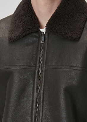 Beymen Club Kahverengi Yakası Shearling Detaylı Deri Mont - 7