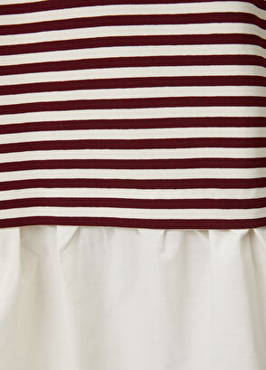Beymen Club Beyaz Bordo Çizgili Taş Logolu Kısa Elbise - 8