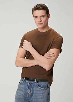 Beymen Club Kahverengi Relax Fit Pamuk Keten Pike T-shirt - 8