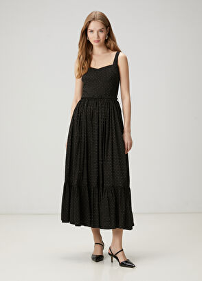 Beymen Club Siyah Hotfix Baskılı Midi Elbise - 3