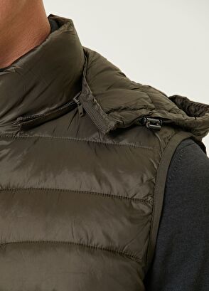 Beymen Club Khaki Hooded Quilted Vest - 7
