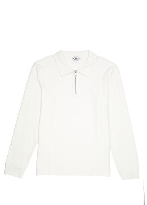 Beymen Club Kırık Beyaz Polo Yaka Sweatshirt - 8