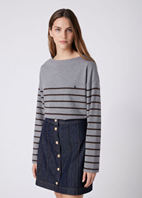 Beymen Club Grey Brown Striped Sweatshirt - 5