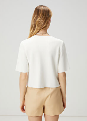 Beymen Club Kırık Beyaz Ottoman Dokulu Triko Hırka - 6