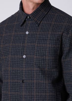 Beymen Club Anthracite Plaid Patterned Wool Overshirt - 6