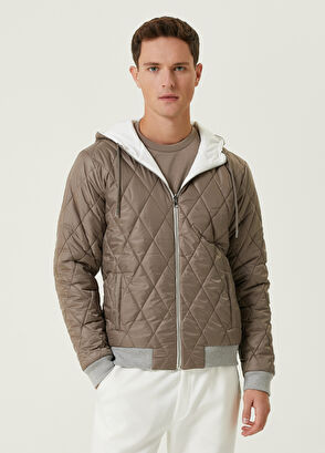 Beymen Club Beyaz Kapüşonlu Çift Taraflı Jersey Mont - 6