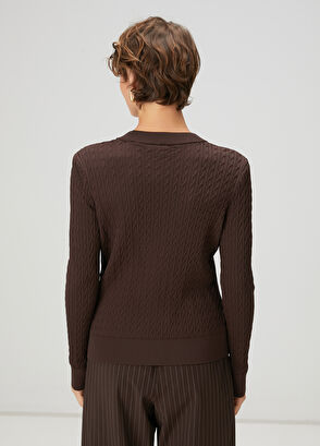 Beymen Club Kahverengi Saç Örgü Basic Kazak - 5