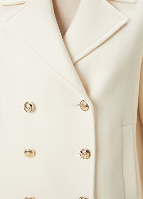 Beymen Club Kırık Beyaz Kruvaze Yün Kaban - 6