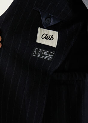 Beymen Club Lacivert Çizgili Yün Ceket - 8