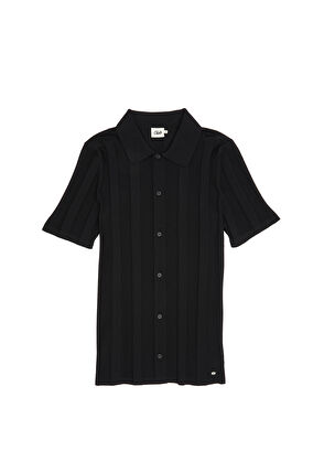 Beymen Club Siyah Polo Yaka Dikey Örgü Dokulu Kısa Kollu Triko - 8