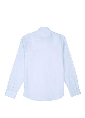 Beymen Club Slim Fit Blue Dobby Non-Iron Shirt - 8