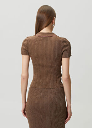 Join Us Brown Knit Blouse - 4