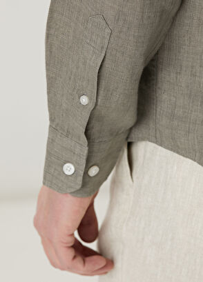 Beymen Club Comfort Fit Italian Collar Delave Linen Shirt - 9