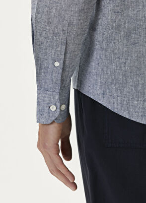 Beymen Club Comfort Fit Lacivert Keten Gömlek - 6