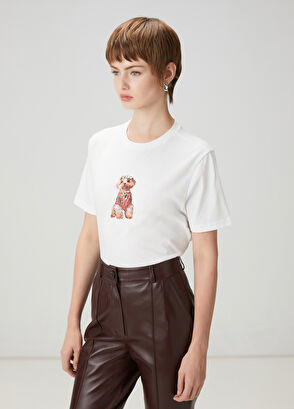 Beymen Club Kırık Beyaz Taşlı Köpek Baskılı T-shirt - 4