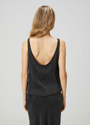 Beymen Club Antrasit Cupro Kolsuz Bluz - 5