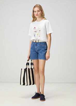 Beymen Club Off-White Fruit Print Oversize T-shirt - 3