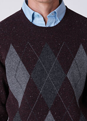 Beymen Club Plum Diamond Patterned Wool Sweater - 7