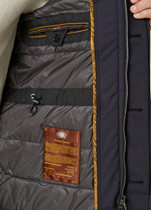 Moorer Lacivert Kapüşonlu Kaban - 8