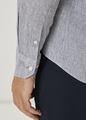 Beymen Club Comfort Fit Grey Linen Shirt - 6