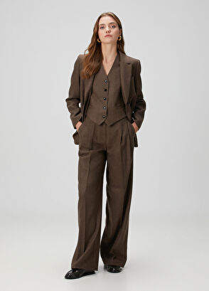 Beymen Collection Kahverengi Yün Karışımlı Yelek - 3