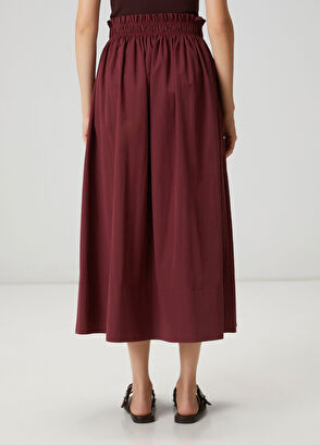 Beymen Club Bordo Beli Lastikli Midi Etek - 5