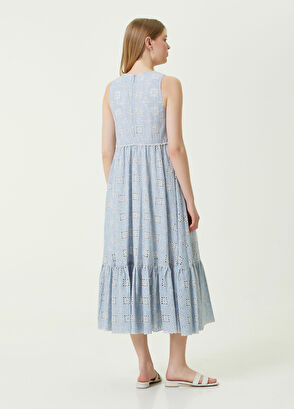 Beymen Club Mavi Nakışlı Kolsuz Midi Elbise - 5