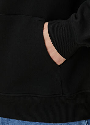 Drôle De Monsieur Siyah Kapüşonlu Logo Baskılı Sweatshirt - 6