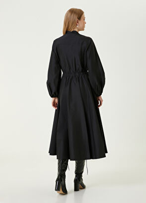 Beymen Club Siyah Balon Kollu Midi Elbise - 6