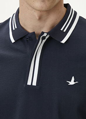 Beymen Club Comfort Fit Lacivert Polo Yaka Çizgi Detay T-shirt - 7