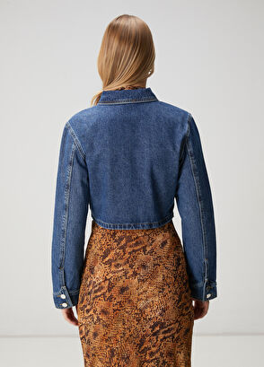 Beymen Club Blue Crop Denim Jacket - 5