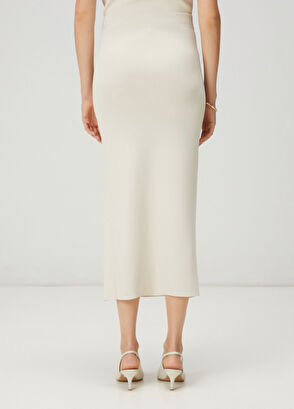 Beymen Club Ekru Gold Düğmeli Midi Triko Etek - 5