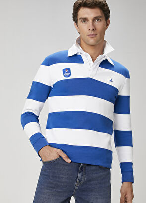 Beymen Club x Anadolu Efes Mavi Beyaz Polo Sweatshirt - 11