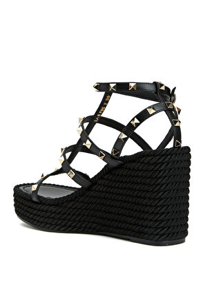 Rockstud Siyah Kadın Deri Espadril - Görsel 9