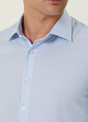 Beymen Club Slim Fit Mavi Non-iron Armürlü Gömlek - 5
