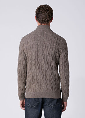 Beymen Club Mink Collar Zipper Knitted Textured Sweater - 5