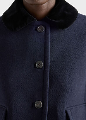 Prada Mavi Tek Sıra Düğmeli Natté Kumaş Kadın Ceket - 3