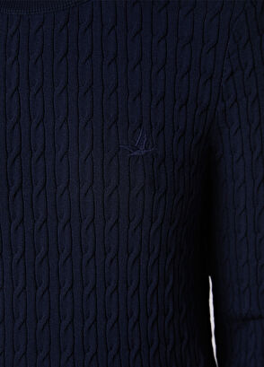 Beymen Club Navy Blue Basic Cable Knit Sweater - 6