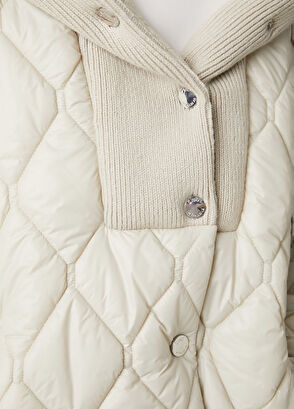 Beymen Club Bej Kapüşonlu Kapitoneli Mont - 6