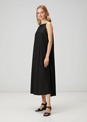 Beymen Club Black A-Line Maxi Poplin Dress - 3