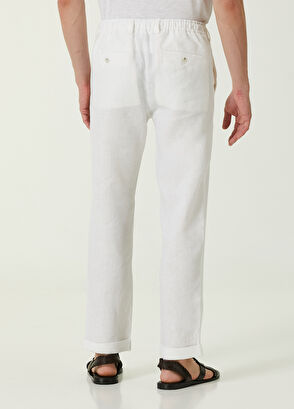 Beymen Club Beyaz Beli Kordonlu Keten Pantolon - 3