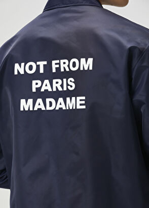 Drôle De Monsieur Lacivert Logo Baskılı Mont - 6