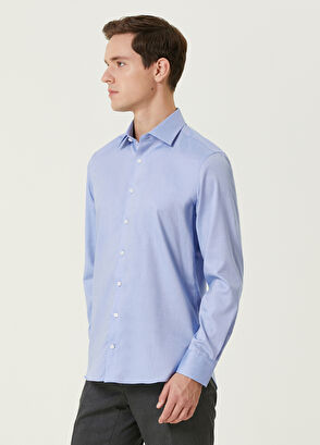 Beymen Club Slim Fit Mavi Beyaz Normal Yaka Gömlek - 3